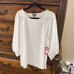 Vince Camuto White Blouse with Balloon Sleeves